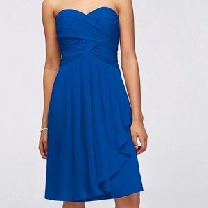 PLUS David’s Bridal Cobalt Blue Pleated Cascading Formal Dress Size 24W